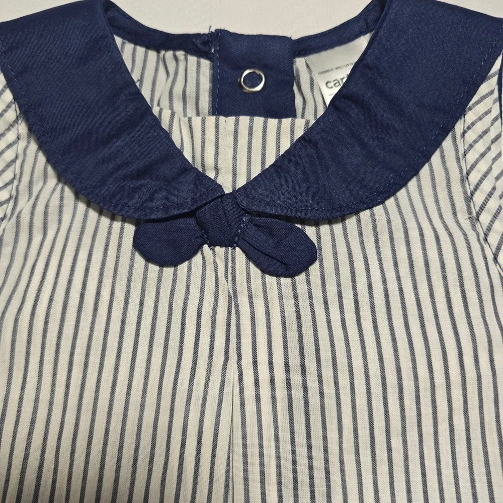 Carters Baby Girls 3 Piece Set Top Navy Sailor Shoes Blue Stripe 3-6M NWT